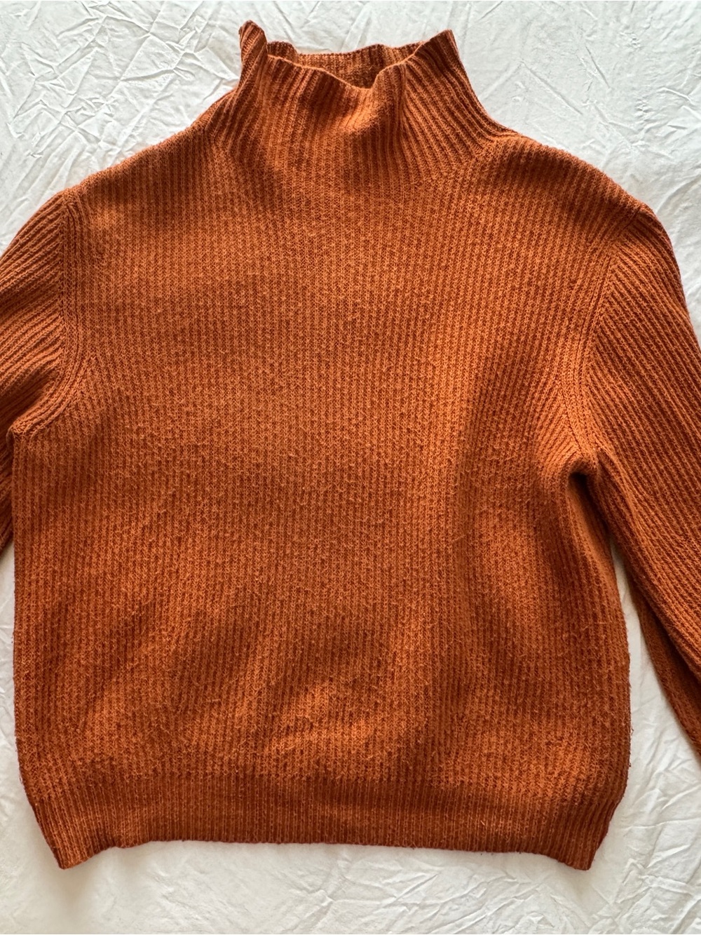 Women's Orange Ribbed Turtleneck Sweater
